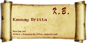 Kassay Britta névjegykártya